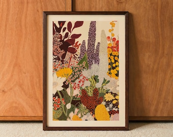 Botanical Garden Art Print, Yayoi Kusama Inspired Floral Decor