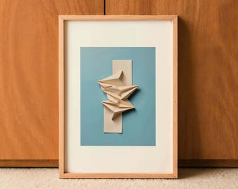 Minimalist Paper Sculpture Print, Geometric Abstract Wall Art