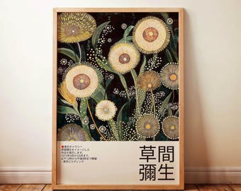 Dandelion Botanical Print | Japanese Floral Poster, Minimalist Art