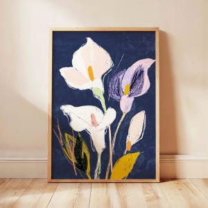 Stampa artistica con giglio di calla pastello, illustrazione floreale botanica, poster floreale vintage, decorazione minimalista per camera da letto, arte murale moderna senza cornice
