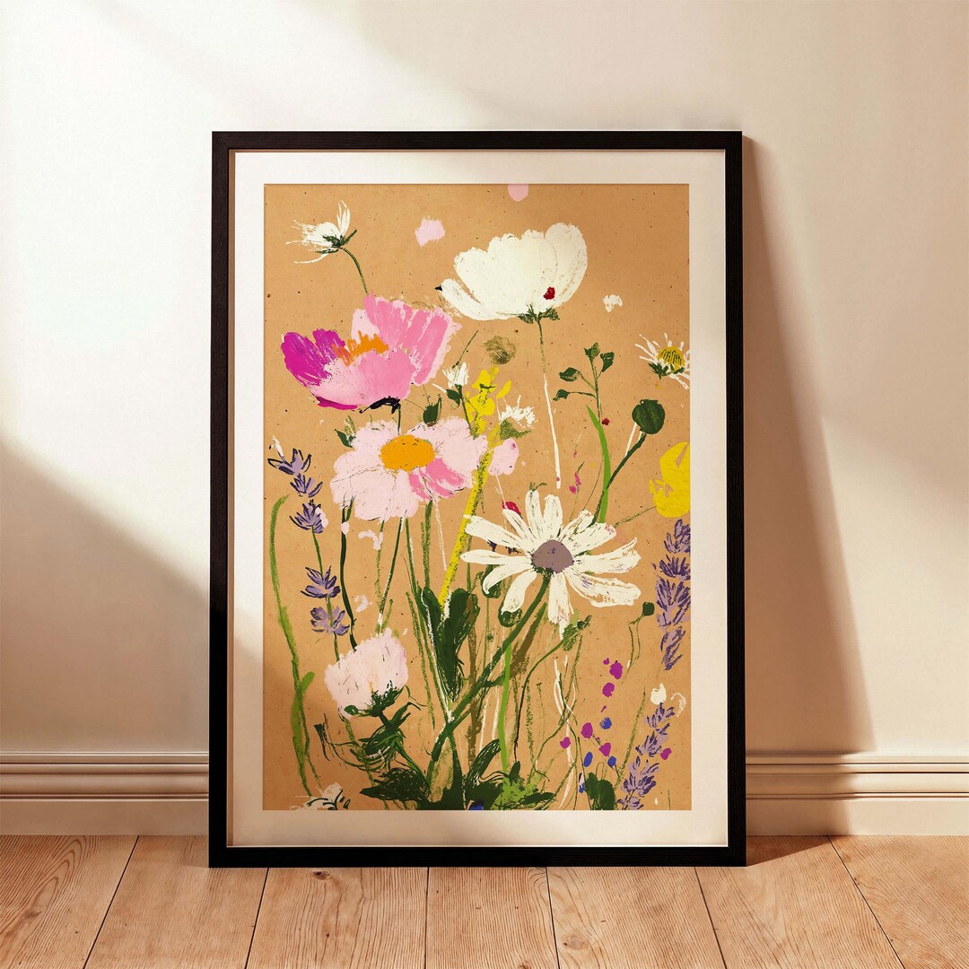 Framed Wildflower Art Print | Chalk Pastel Flora Painting - Etsy