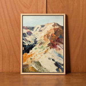 Mountain Wall Art Abstract Landscape Painting Framed Canvas Print Modern Nature Artwork Rustic Wall Decor for Living Room Bedroom