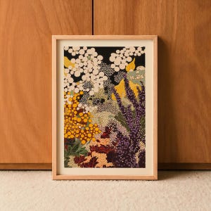 Arte de parede botânica, pôster floral, impressão abstrata de flores silvestres, sem moldura, arte da natureza inspirada em Yayoi Kusama para corredor, sala de estar, escritório