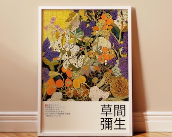 Yayoi Kusama Inspired Floral Art Print | Modern Polka Dot Decor