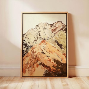 Mountain Wall Art Framed Canvas Abstract Landscape Painting Rustic Modern Wall Decor Large Living Room Art Ready to Hang Print