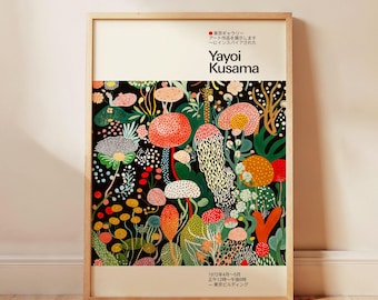 Yayoi Kusama inspired Floral Art Print | Japanese Botanical Poster