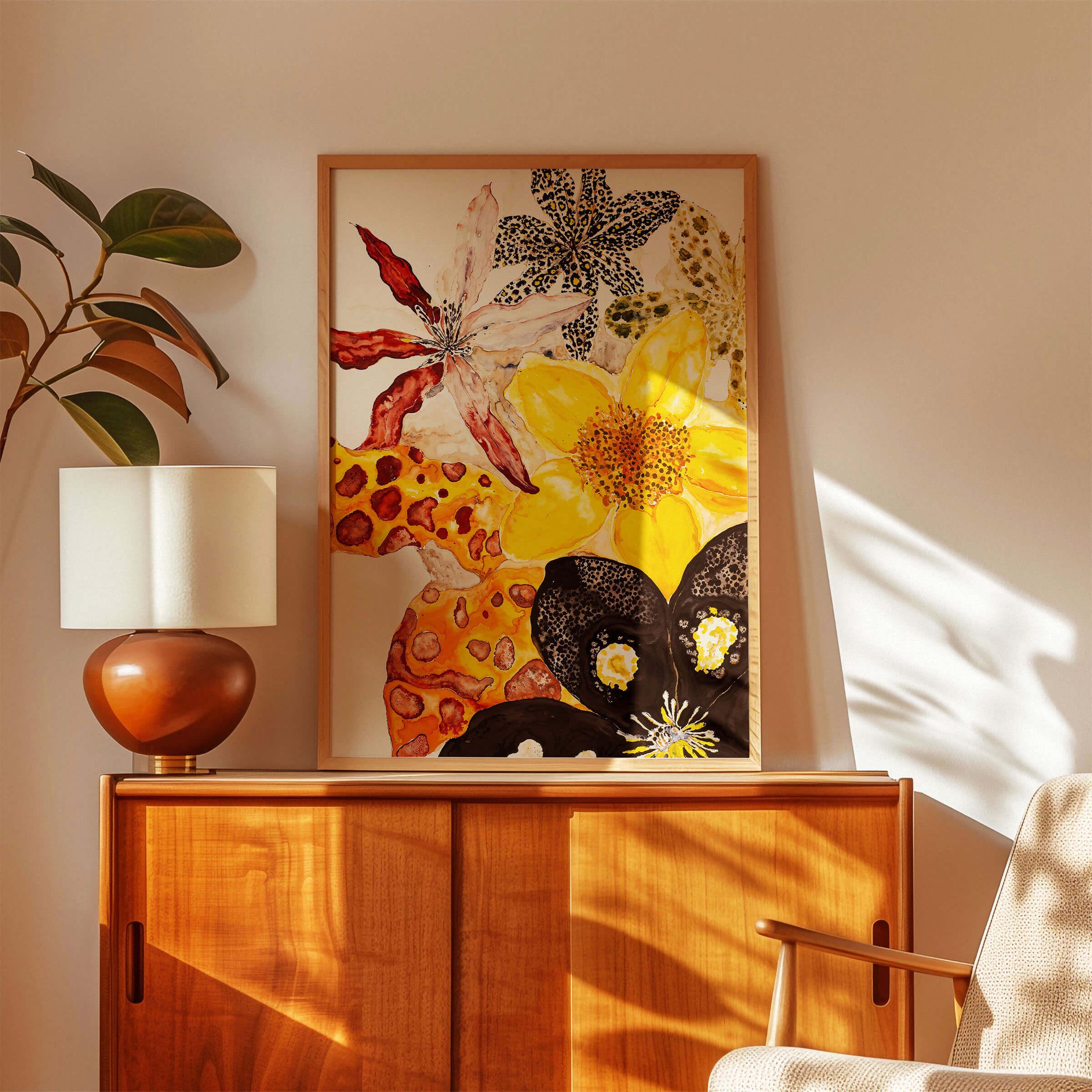 Floral Art Print, Vibrant Botanical Poster, Modern Home Decor - Etsy