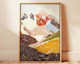 Framed Mountain Canvas Print: Rustic Landscape Wall Art