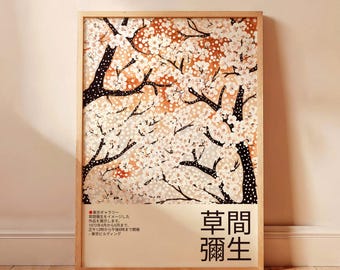Cherry Blossom Poster Unframed Yayoi Kusama Inspired Print Blossom Print Floral Poster Modern Japanese Decor Botanical Wall Art