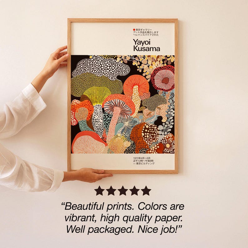Social Prood Infografic, showing a customer review: "Beautiful prints. Colors are vibrant, high-quality paper. Well packages. Nice job!"