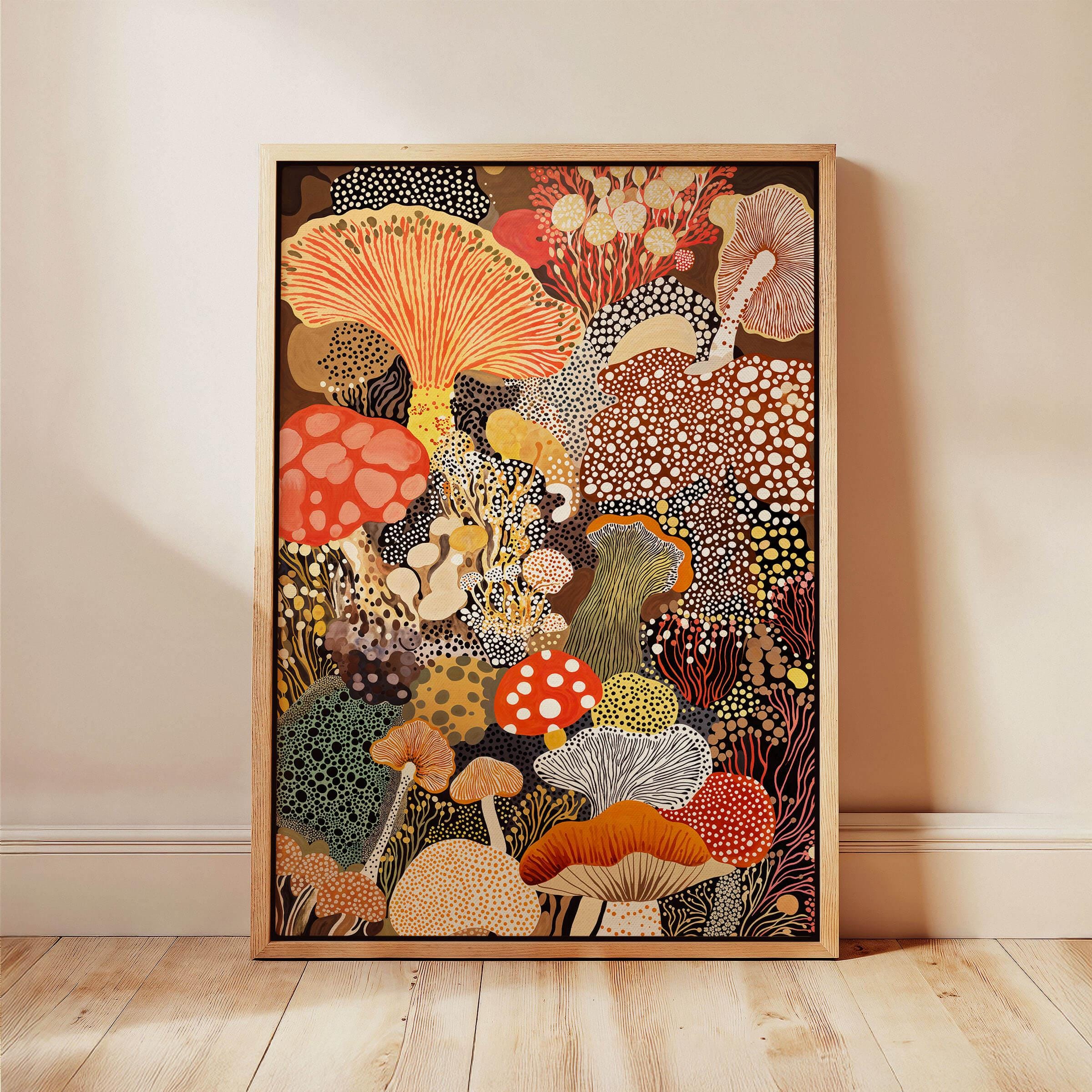 Framed Mushroom Canvas Print, Botanical Fungi Wall Art - Etsy