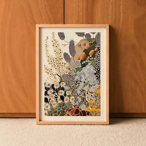 Wildflower Botanical Wall Art Unframed Floral Poster Organic Minimal Japandi Home Decor