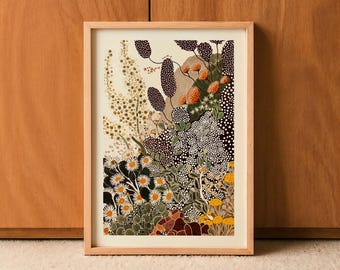 Wildflower Botanical Wall Art Unframed Floral Poster Organic Minimal Japandi Home Decor