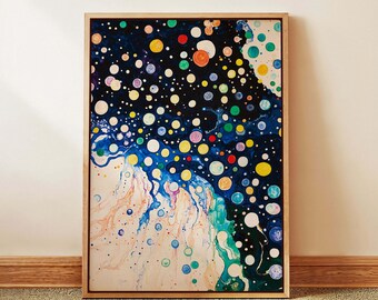 Abstract Galaxy Framed Canvas Print, Modern Celestial Wall Art