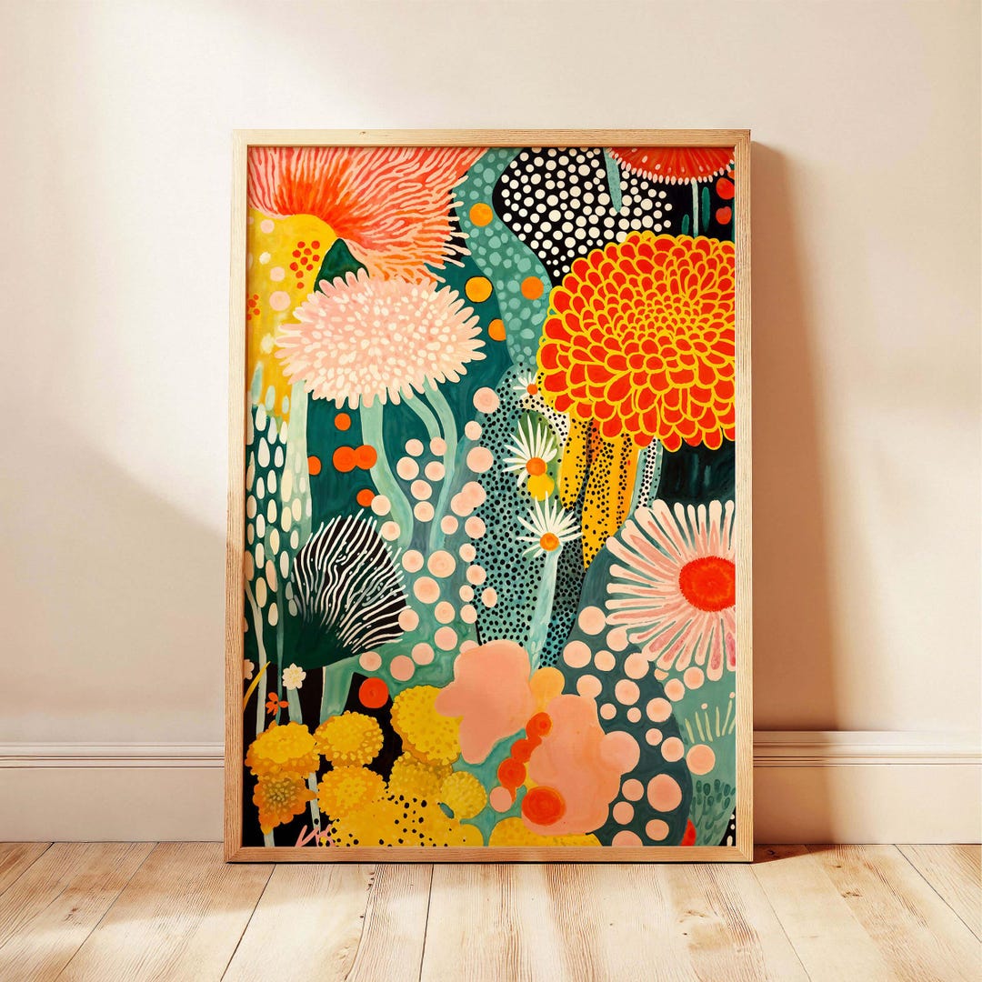 Abstract Floral Print | Colorful Botanical Wall Art, Japandi Decor - Etsy