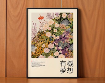 Botanical Floral Art Print | Yayoi Kusama Inspired, Japandi Decor