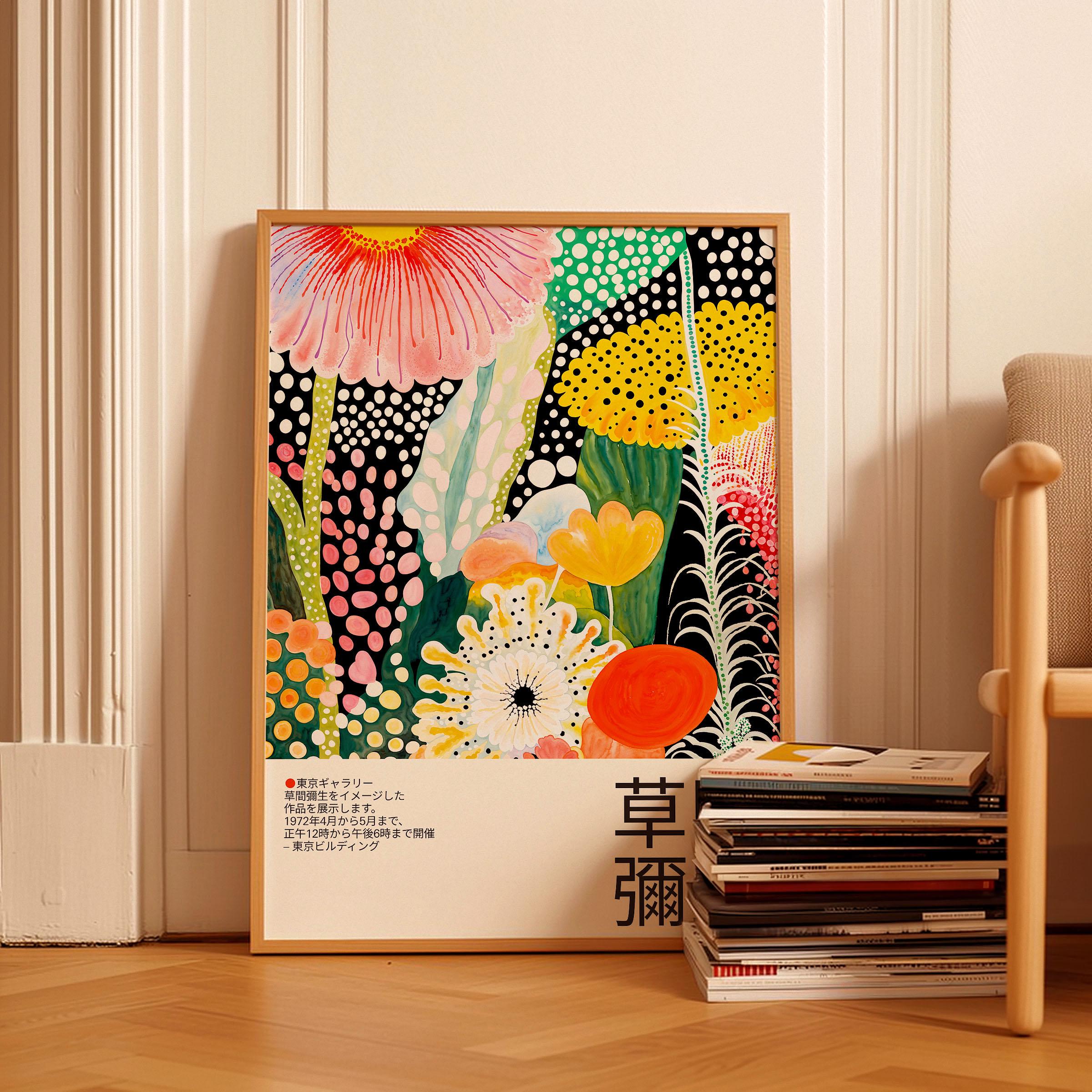 草間彌生ポスター | フレームなし抽象花柄プリント | 草間アート作品