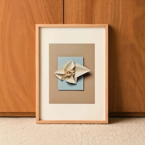 Poster di sculture di carta geometriche moderne, minimaliste e astratte, stampa in toni neutri, decorazione da parete per ufficio e camera da letto contemporanea.