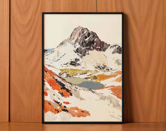 Abstract Mountain Landscape Art Print, Modern Wall Decor