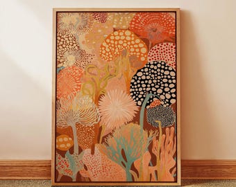 Botanical Polka Dot Framed Canvas Print: Yayoi Kusama Inspired Art
