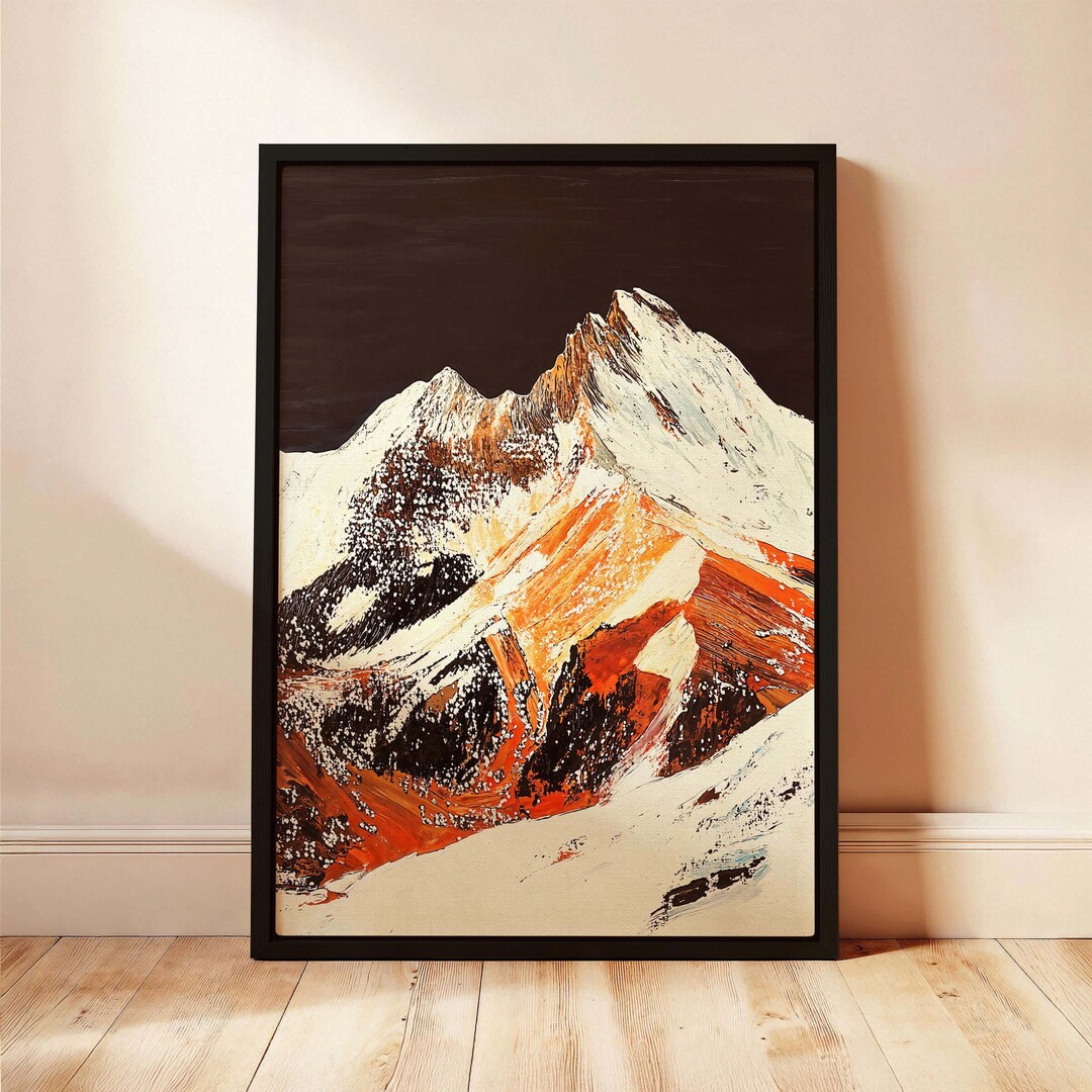 Snow Mountain Framed Canvas Print: Nature Landscape Wall Art - Etsy