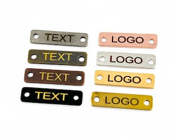 Rectangle Custom Laser Engraved Logo, 2 Hole Personalized Bag Tag, Custom Tag, Metal Bag Tag, Custom Logo (5x20 mm) SHN36