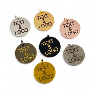 Custom Laser Engraved Logo Charm, Personalized Logo, Custom Jewelry Tag, Metal Jewelry Tag, Custom Logo, Jewelry (20 mm) SHN11
