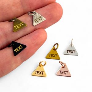 Dreieck Custom Laser Engraved Logo Charm, personalisiertes Logo, personalisierter Schmuck Anhänger, Metall Schmuckanhänger, personalisiertes Logo, Schmuck (9 mm) SHN26
