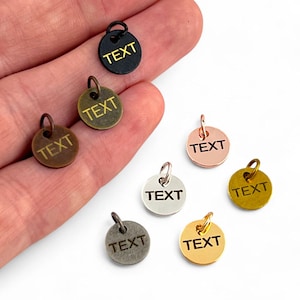 Custom Laser Engraved Logo Charm, Personalized Logo, Custom Jewelry Tag, Metal Jewelry Tag, Custom Logo, Jewelry (10 mm) SHN8