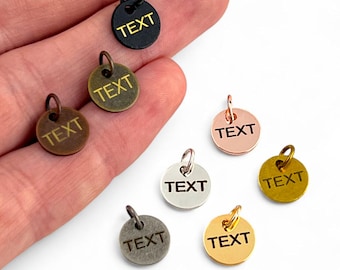 Custom Laser Engraved Logo Charm, Personalized Logo, Custom Jewelry Tag, Metal Jewelry Tag, Custom Logo, Jewelry (10 mm) SHN8