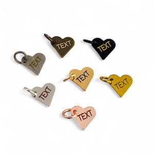 Heart Custom Laser Engraved Logo Charm, Personalized Logo, Custom Jewelry Tag, Metal Jewelry Tag, Custom Logo, Jewelry (9x10 mm) SHN27