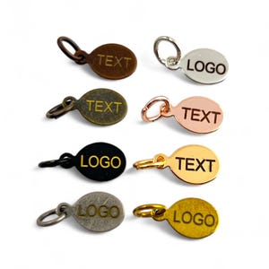 Oval Custom Laser Engraved Logo Charm, Personalized Logo, Custom Jewelry Tag, Metal Jewelry Tag, Custom Logo, Jewelry (6x9 mm) SHN19