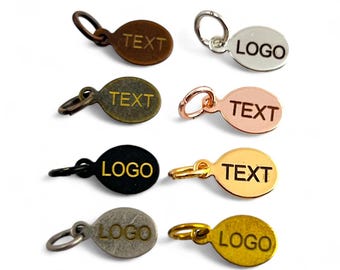 Oval Custom Laser Engraved Logo Charm, Personalized Logo, Custom Jewelry Tag, Metal Jewelry Tag, Custom Logo, Jewelry (6x9 mm) SHN19