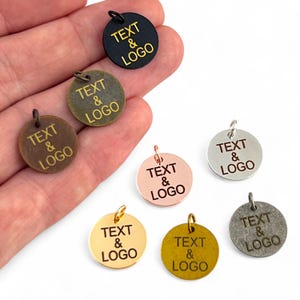 Custom Laser Engraved Logo Charm, Personalized Logo, Custom Jewelry Tag, Metal Jewelry Tag, Custom Logo, Jewelry (16 mm) SHN10