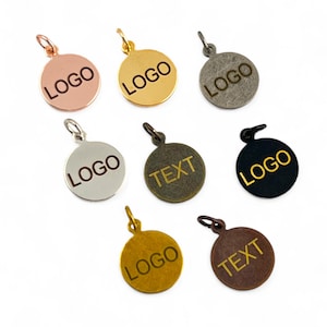 Custom Laser Engraved Logo Charm, Personalized Logo, Custom Jewelry Tag, Metal Jewelry Tag, Custom Logo, Jewelry (13 mm) SHN4