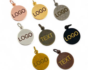 Custom Laser Engraved Logo Charm, Personalized Logo, Custom Jewelry Tag, Metal Jewelry Tag, Custom Logo, Jewelry (13 mm) SHN4