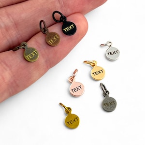 Custom Laser Engraved Logo Charm, Personalized Logo, Custom Jewelry Tag, Metal Jewelry Tag, Custom Logo, Jewelry (6 mm) SHN1