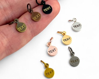 Custom Laser Engraved Logo Charm, Personalized Logo, Custom Jewelry Tag, Metal Jewelry Tag, Custom Logo, Jewelry (6 mm) SHN1