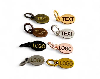 Oval Custom Laser Engraved Logo Charm, Personalized Logo, Custom Jewelry Tag, Metal Jewelry Tag, Custom Logo, Jewelry (5x8 mm) SHN20