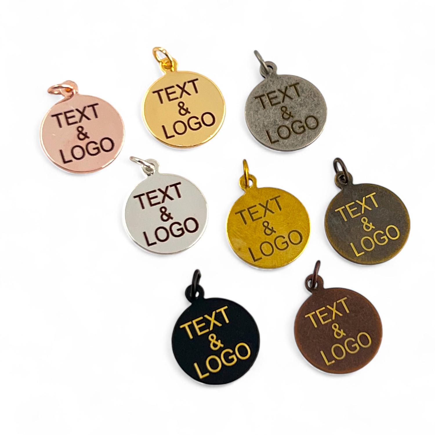 Custom Laser Engraved Logo Charm, Personalized Logo, Custom Jewelry Tag, Metal Jewelry Tag, Custom Logo, Jewelry (16 mm) SHN5