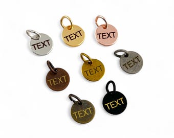 Custom Laser Engraved Logo Charm, Personalized Logo, Custom Jewelry Tag, Metal Jewelry Tag, Custom Logo, Jewelry (8 mm) SHN7