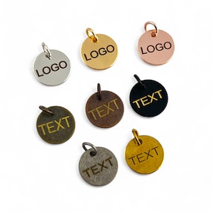 Custom Laser Engraved Logo Charm, Personalized Logo, Custom Jewelry Tag, Metal Jewelry Tag, Custom Logo, Jewelry (12 mm) SHN9