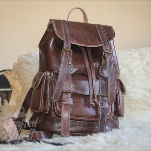 Moroccan handmade leather backpack, Handmade  Boho leather backpack, Moroccan leather backpack, Vintage Brown leather backpack