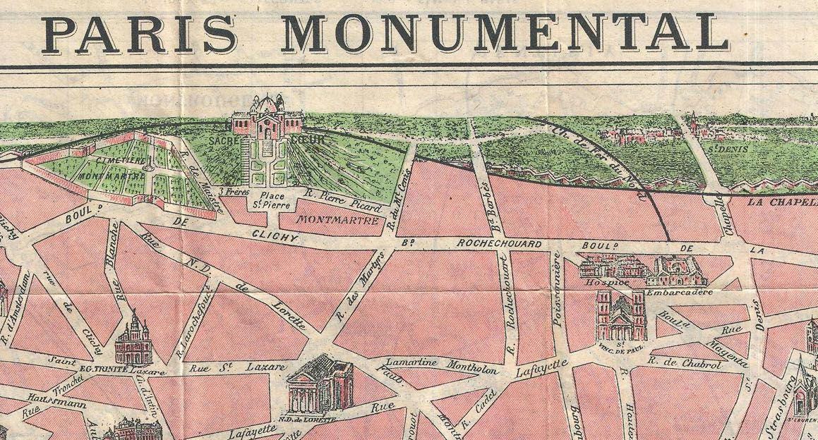 Vintage Paris Map: 1926 Antique Landmarks, Metro - Etsy