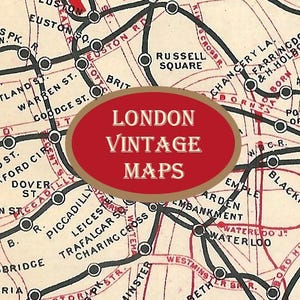 5 alte Karten von London, antike Landkarten von London England, Vintage Landkarten von London Bundle, sofortiger Download, Geschenkpapier Vintage Weihnachtskarten