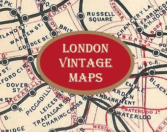 5 Old London Maps, Antique London England Art Maps, Vintage London Maps Bundle, Instant Download, Wrapping Paper Vintage Christmas Maps