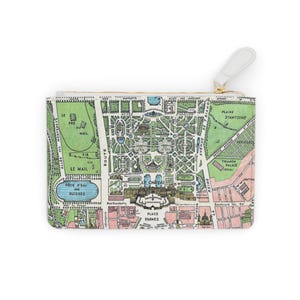 Mapa de Paris retrô vintage, mapa do castelo francês de Versalhes, Natal vintage, mini bolsa de mão