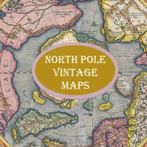 5 alte Nordpol Karten, antike Nordpol Kunstkarten, Vintage Nordpol Karten Bundle, sofortiger Download, Geschenkpapier Vintage Weihnachtskarten