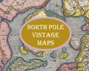 5 Old North Pole Maps, Antique North Pole Art Maps, Vintage North Pole Maps Bundle, Instant Download, Wrapping Paper Vintage Christmas Maps