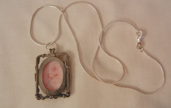 Lovely sterling shell cameo portrait Necklace - image 2